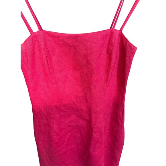 Kamisato Fuchsia Linen Strappy Dress Size 4 Made In USA - Picture 2 of 7